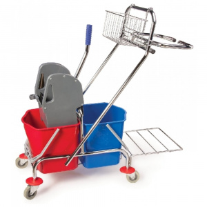 Уборочная тележка 2х ведерная 2х17л рама металл.хром, с отжимом /2/ Уборочная тележка 2х ведерная 2х17л рама металл.хром, с отжимом /2/