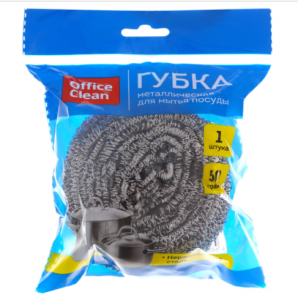 Губка для посуды металлическая Office Clean, большая, спиральная, 1шт., 8*7см (50г)/60 Губка для посуды металлическая Office Clean, большая, спиральная, 1шт., 8*7см (50г)/60