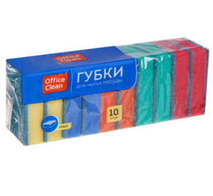 Губки для посуды Office Clean "Maxi", поролон с абразивным слоем, 9*6,5*2,7см, 10шт./16 Губки для посуды Office Clean "Maxi", поролон с абразивным слоем, 9*6,5*2,7см, 10шт./16
