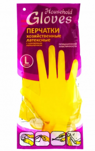 Перчатки латексные хозяйственные с хлопковым напылением "Хозяйка"  L 12пар/уп 240пар/кор Перчатки латексные хозяйственные с хлопковым напылением "Хозяйка"  L 12пар/уп 240пар/кор